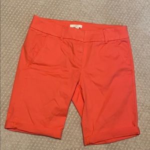 Bright Coral/Orange Loft Bermuda Shorts, Size 8
